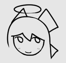 a joyous, happy mono head with an angelic halo above it. her face is blushing.