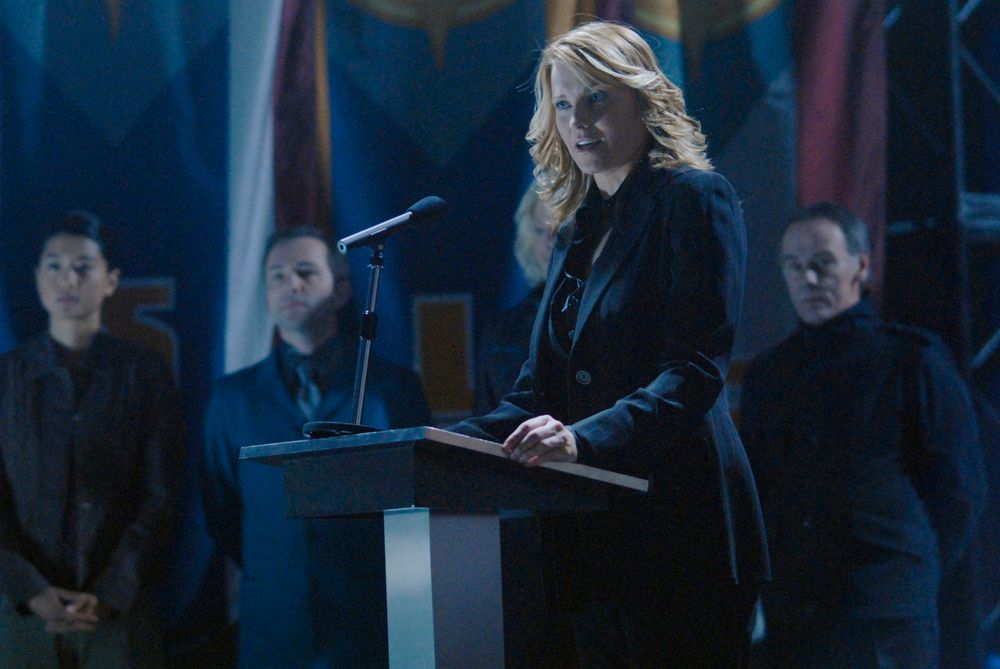 Lucy Lawless as Three from Battlestar Galactica episode Occupation