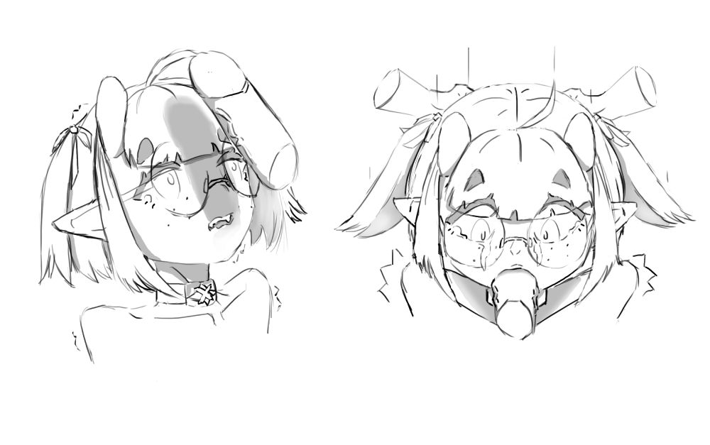 A pair of NSFW busts I drew of Ely, a genderbent half-demon magical girl. Who knows how she wound up like this. Maybe she had a run in with some kind of evil organization™, or something.
