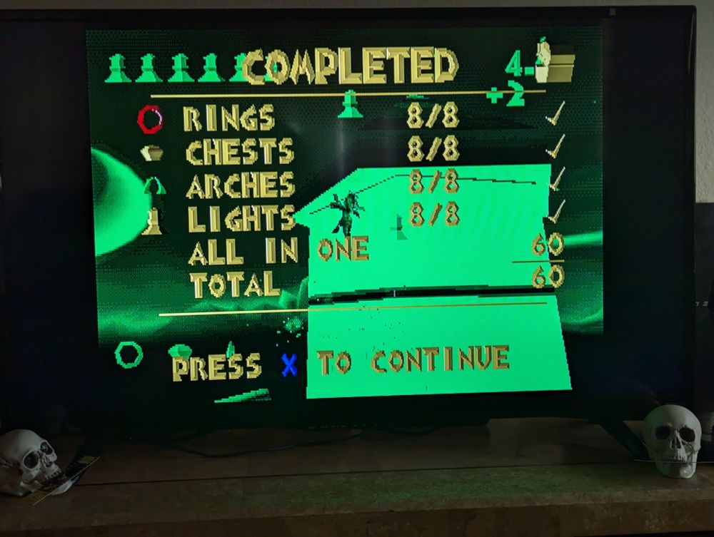 end screen of the spyro flying level. i got everything in one!