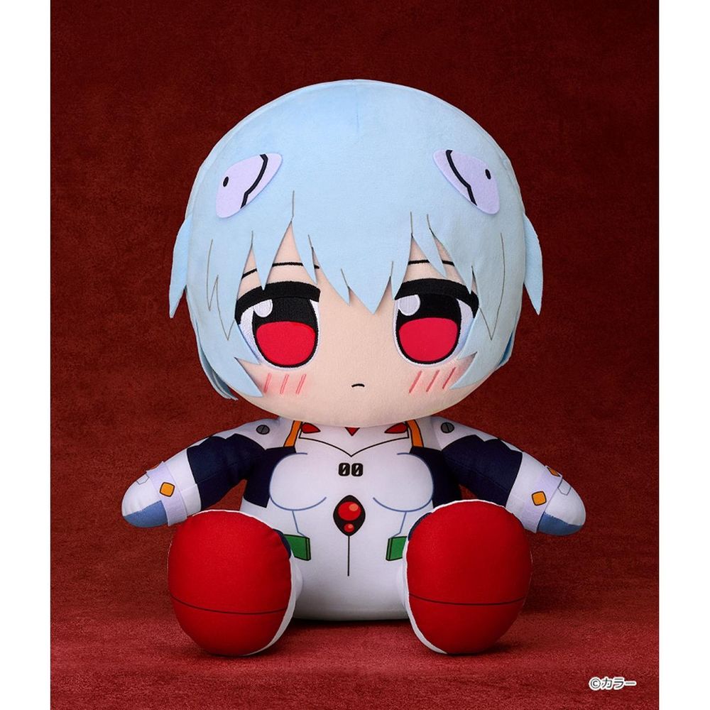 rei ayanami as a chibi plush doll. she is dressed in her plugsuit.