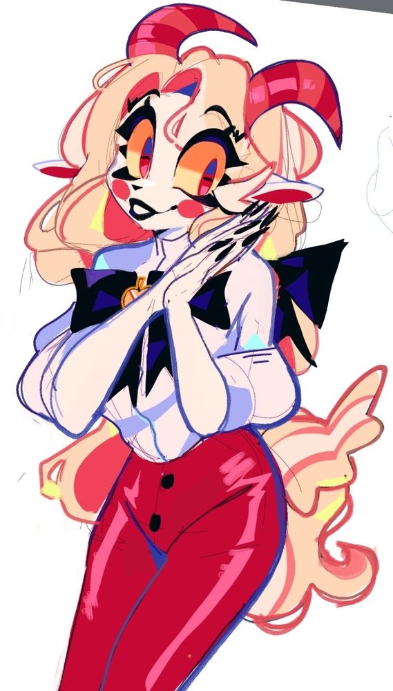 Charlie Morningstar but she's a goat (Hazbin Hotel)