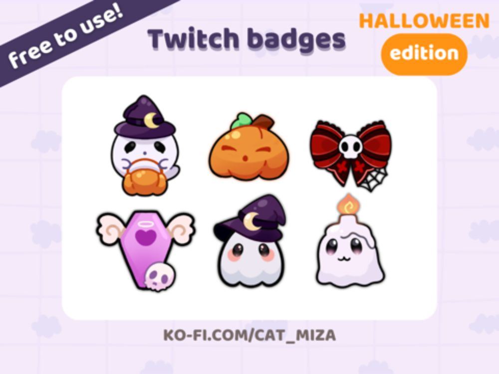 ♡ FREE - Spooky Twitch Badges ♡ - Miza 's Ko-fi Shop