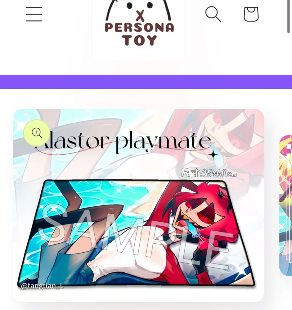 Playmat of Alastor from Hazbin Hotel sucking a popsicle erotically