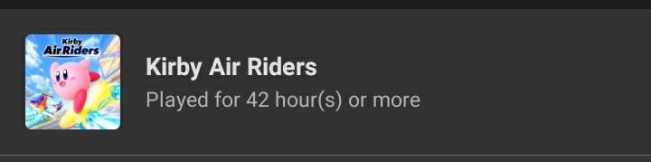 The users current hour count for the nintendo switch 2 game "Kirby Air Riders" being 42 hours. This was only after one week after the games release date, November 20th, 2025.