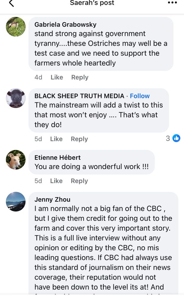 fB comments detailing H5 outbreak 