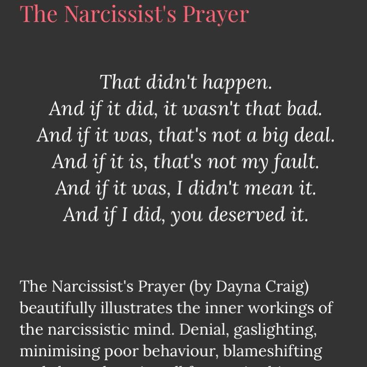 Narcissists prayer