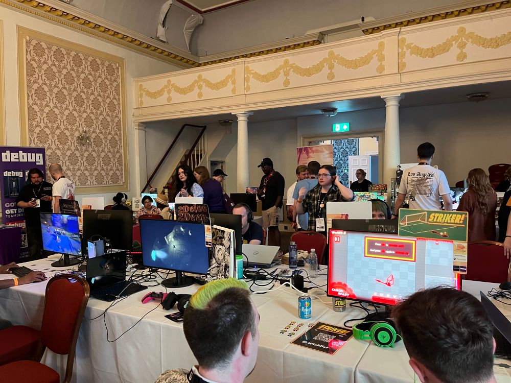 Indie game booths at Brilliant Indie Treasures in Brighton, UK.