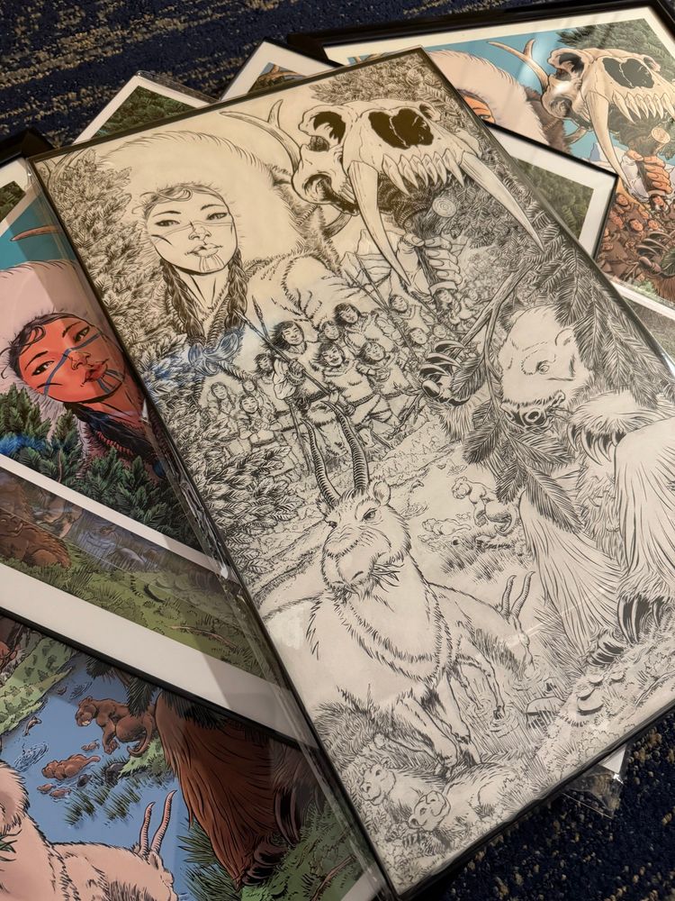 Framed and unframed prints of the cover image form First Americans #3, plus the original art. 