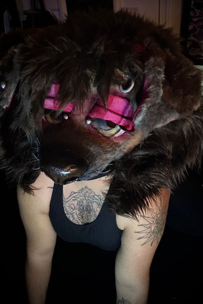 Bailey living up her head to stare into the camera with her heavy red eyelids and silver piercings