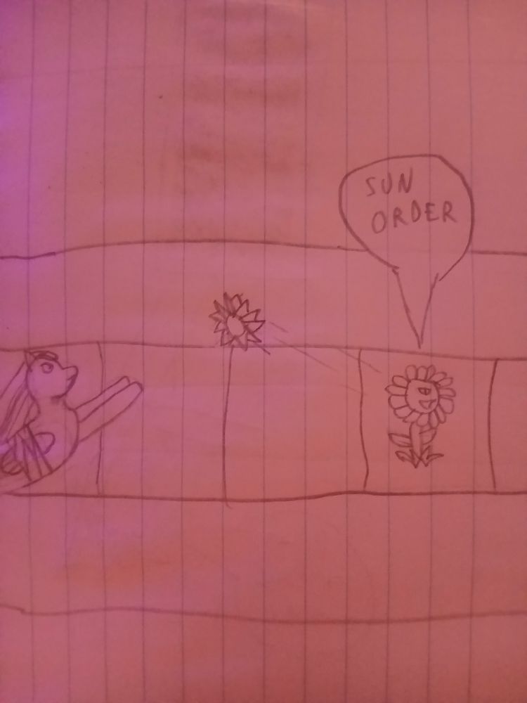 Naekrohs diving for some sun so he can build his defences

Sunflower: "SUN ORDER"