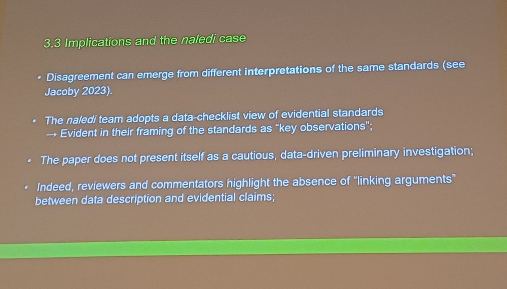 Slide outlining some issue with the claim of burials by Homo naledi.