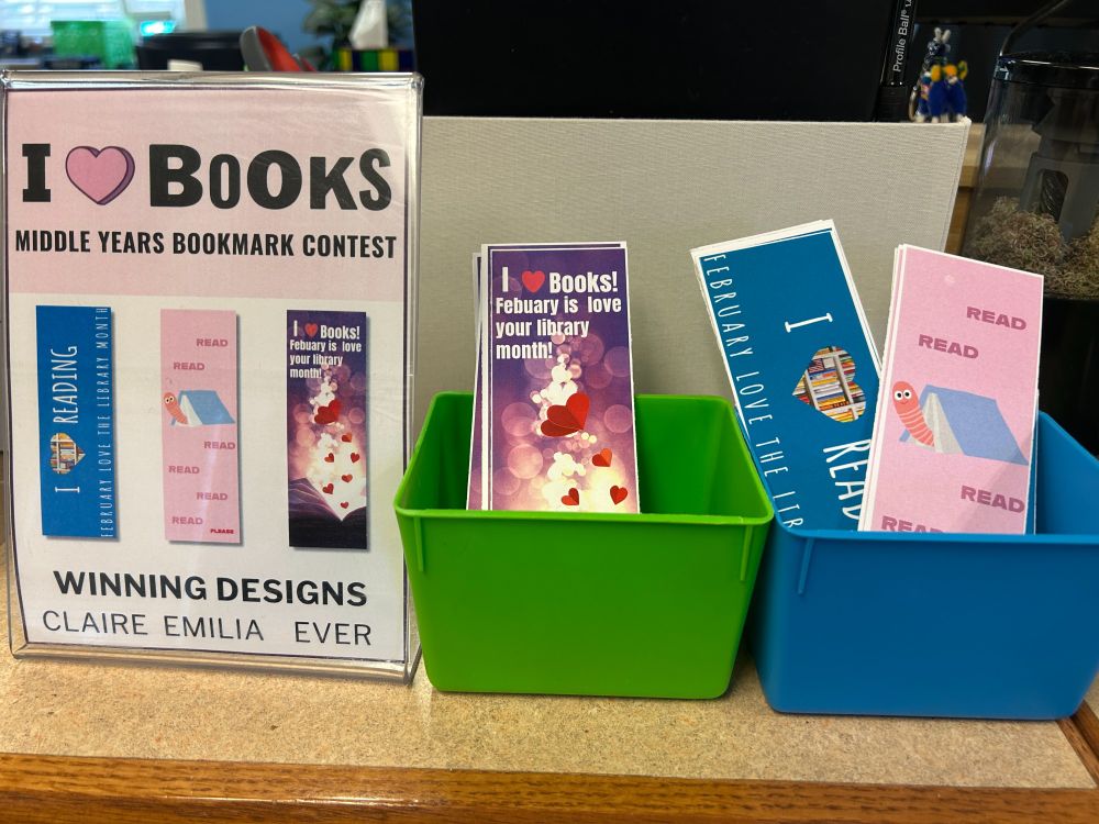 Three winning bookmark designs for Love Your Library Month
