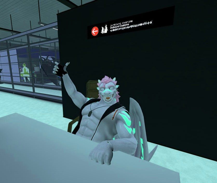 a picutre of a normal and happy individual working at an airport