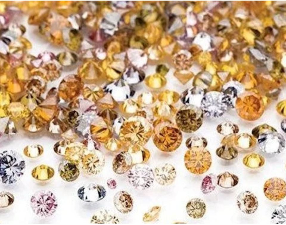 An assortment of faceted diamonds. 