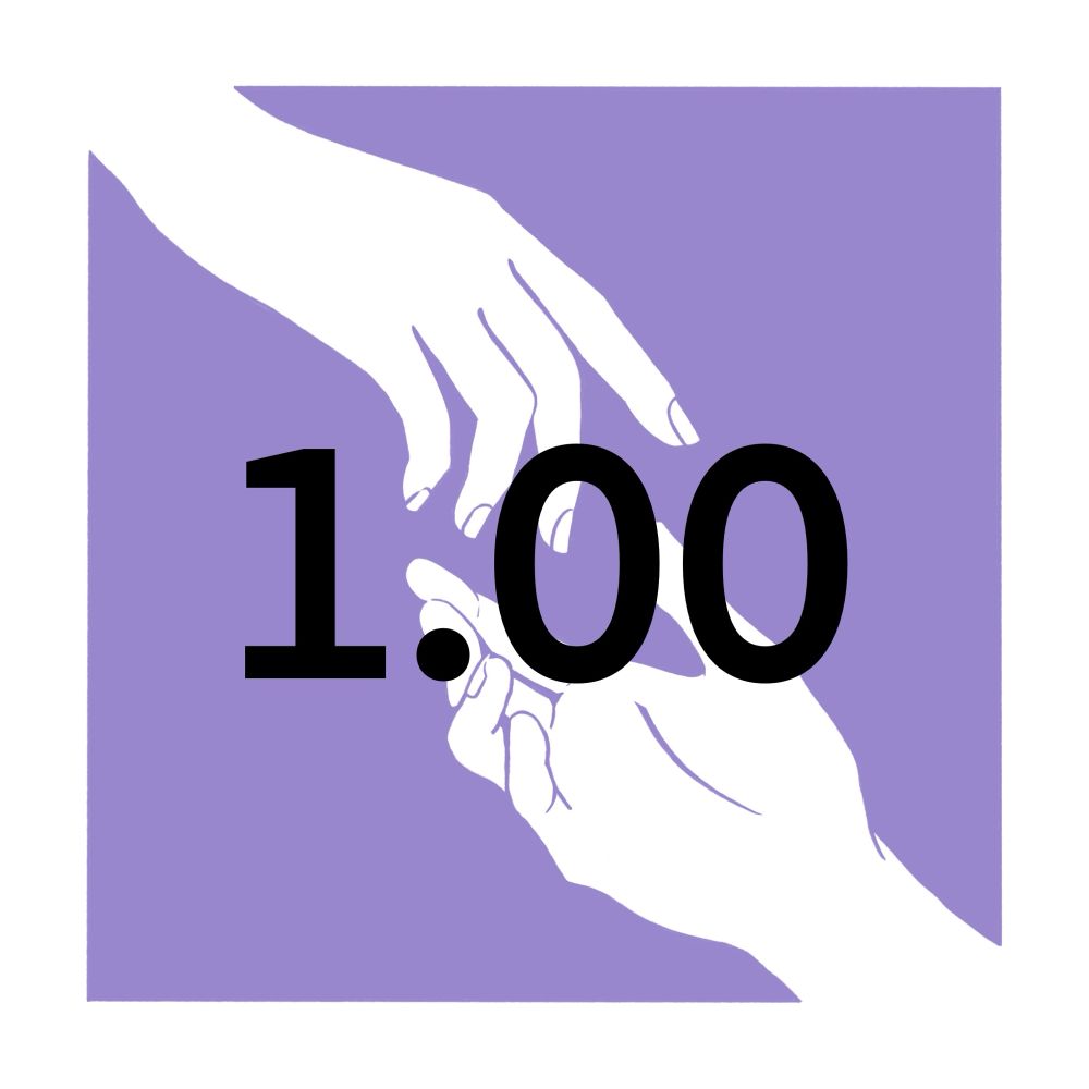 Icon for the Characters unit: the image is of two hands reaching for each other, nearly touching. “1.00” is overlayed in bold black text.