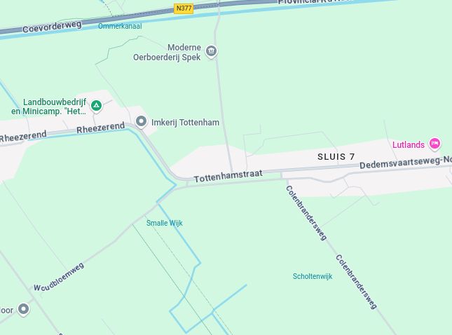screenshot of a map in the netherlands with a tottenhamstraat 