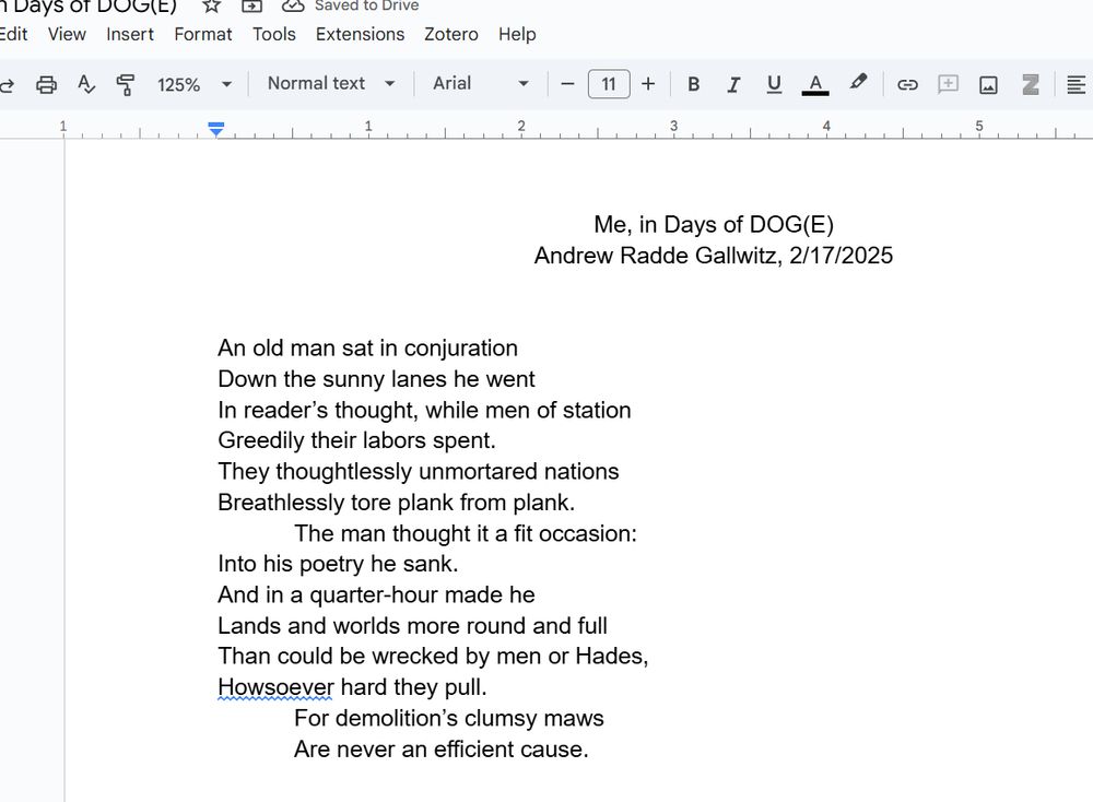 Screenshot of a poem by me entitled 