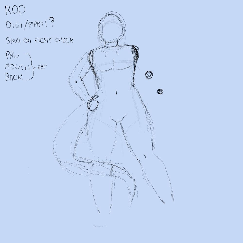 wip of a kangaroo character ref sheet