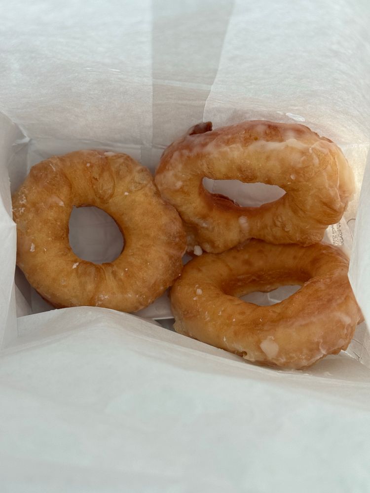 Picture of 3 donuts from Britts Donuts at Carolina Beach 
