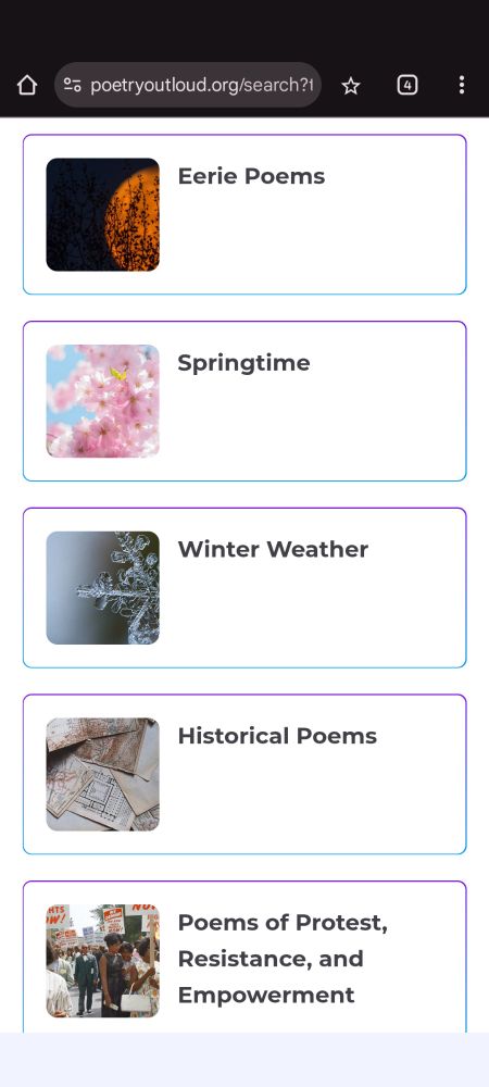 The original poetry out loud collection also included Erie poems springtime winter weather historical poems poems of protest resistance and empowerment