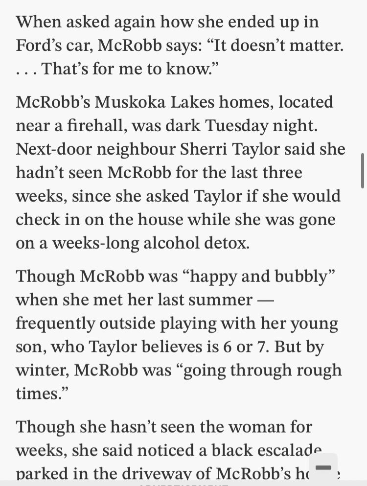 When asked again how she ended up in Ford's car, McRobb says: 