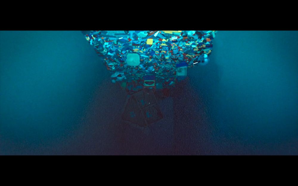 a bunch of toy debris filmed upside-down