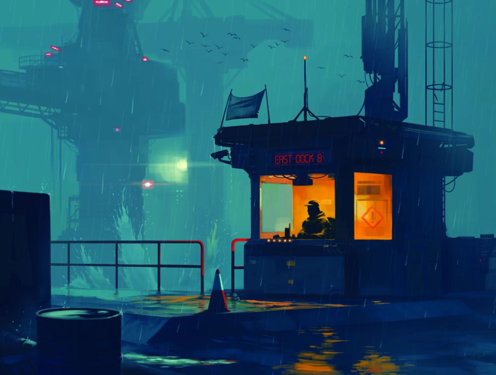 Illustration/Art reveal of a guard booth for Cyberpunk Legends  