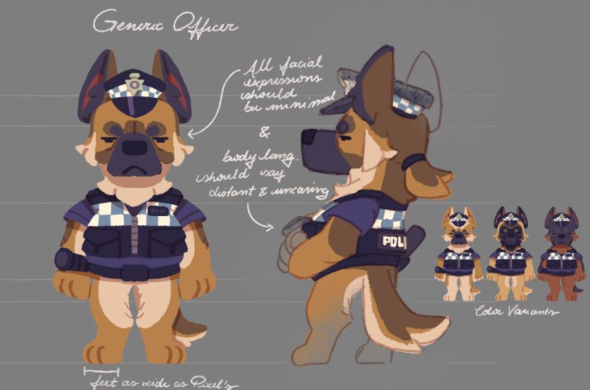 Another character concept. A standard London Officer, German Shepherd breed