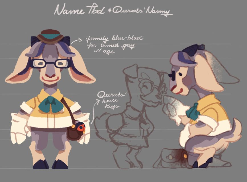 Concept for Pixel's Mysterious Mysteries. The Nanny character for the Deerest household, she's a goat