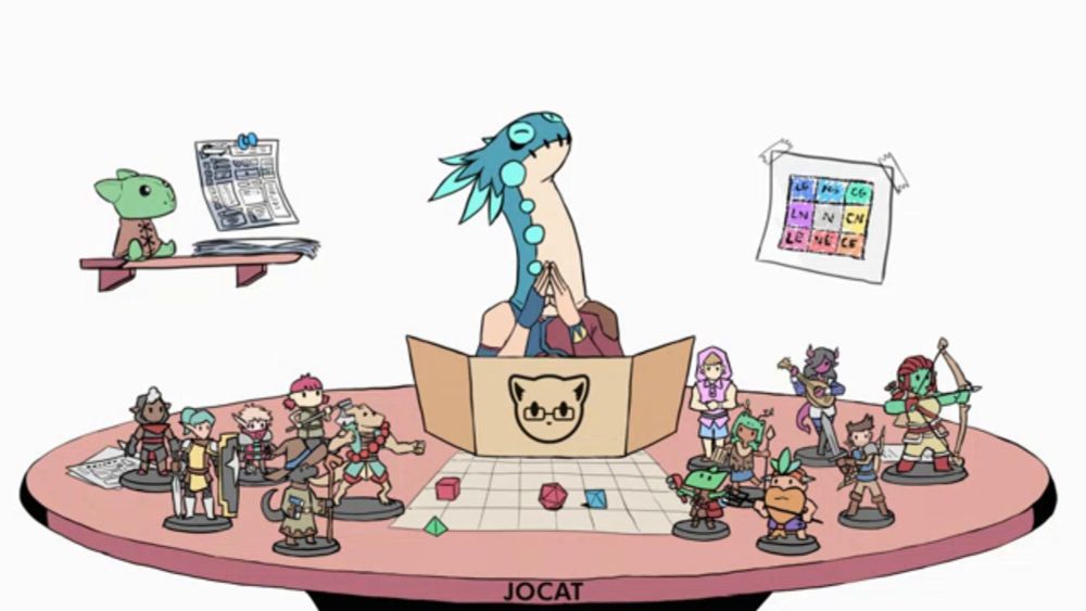 a cartoon drawing of a group of people playing a game with the word jocat at the bottom