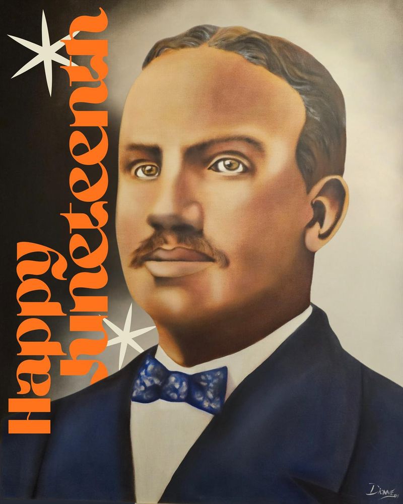 Happy Juneteenth! Painting by Dionne Bonner of Black pioneer Edward F. Meyer of Bremerton, WA can be seen in the WA State Black Legacy Institute.