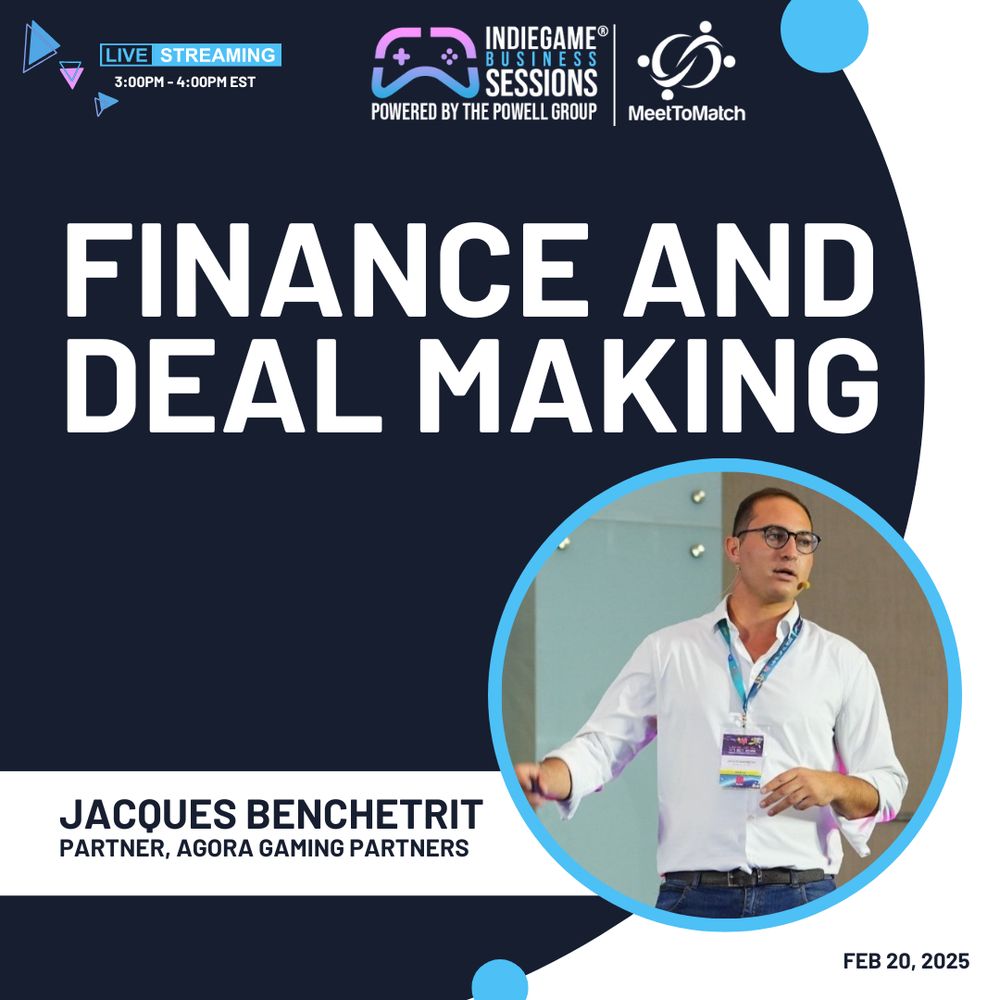 🚀 Exciting News from Agora Gaming Partners! 🚀

Our co-founder, Jacques, will be a speaker at the upcoming IndieGameBusiness Sessions—the industry’s longest-running video game conference for publishers and developers! 🎤

Jacques will deliver a session on "Finance and Deal Making," covering essential insights into M&A, fundraising, valuation, and negotiation—critical knowledge for any studio founder or business leader navigating the complexities of the games industry.

🔑 Key Takeaways:

Jacques will break down the M&A and fundraising process, providing a clear roadmap for developers and publishers looking to secure funding or explore acquisitions. He’ll highlight common pitfalls and share real-world examples to help attendees avoid costly mistakes.

The session will also cover how companies are evaluated, explaining key valuation principles and how to interpret financial metrics beyond the surface level.

Finally, Jacques will discuss core negotiation principles, offering insights on how to approach and structure deals effectively.

📅 Event Details:
📍 IndieGameBusiness Sessions
🗓️ February 19-20, 2025
🌍 Virtual Event

This conference is a must-attend for anyone in game publishing, business development, or studio leadership. If you haven't registered yet, don’t miss out!

🔗 Register here: https://www.eventbrite.com/e/indiegamebusiness-sessions-feb-2025-powered-by-the-powell-group-tickets-1087244971979?aff=oddtdtcreator

#IGB #GameFunding #GameBusiness #Finance #Publishing #MergersAndAcquisitions #GameDevelopment #IndieGameBusiness #AgoraGamingPartners

