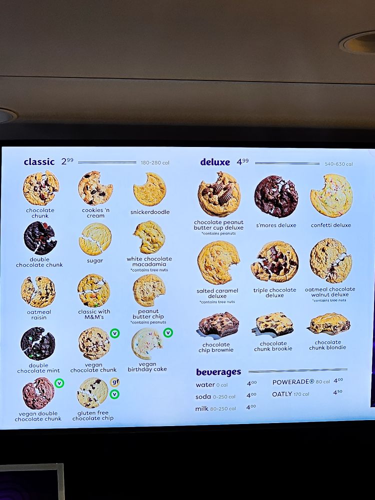 Insomnia cookies menu