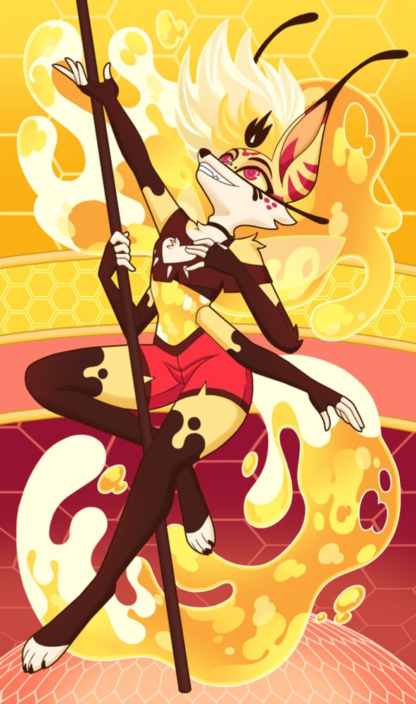 Fanart of Beelzebub from Helluva Boss. Inspired by her song "Cotton Candy". Done in her bee color scheme.
