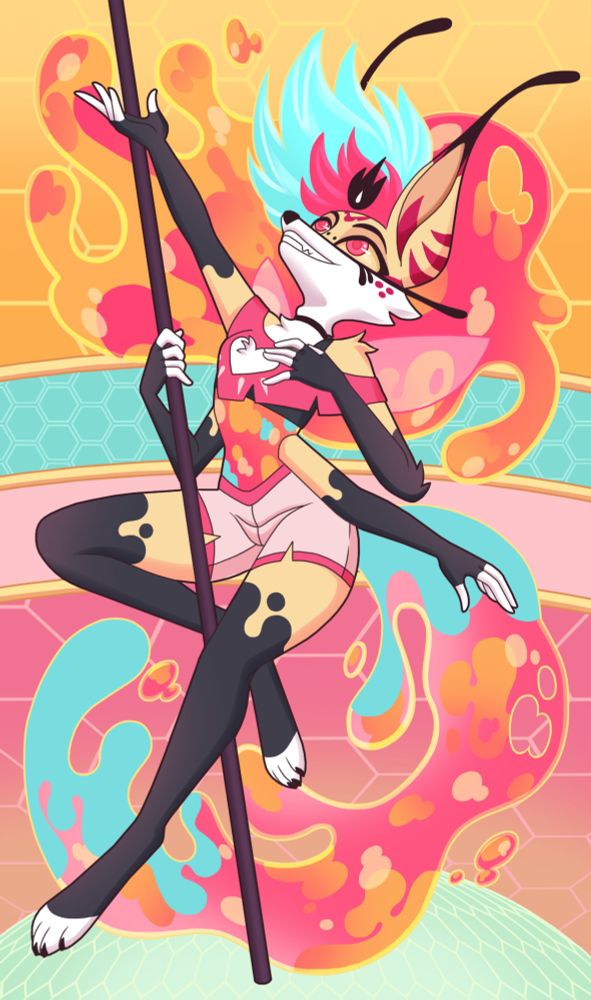 Fanart of Beelzebub from Helluva Boss. Inspired by her song "Cotton Candy". Done in her standard color scheme.