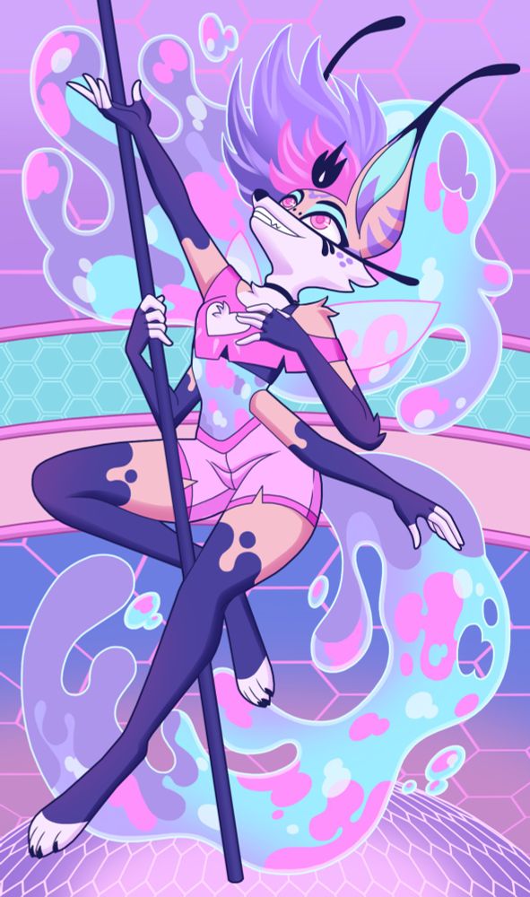 Fanart of Beelzebub from Helluva Boss. Inspired by her song "Cotton Candy". Done in her candy color scheme.