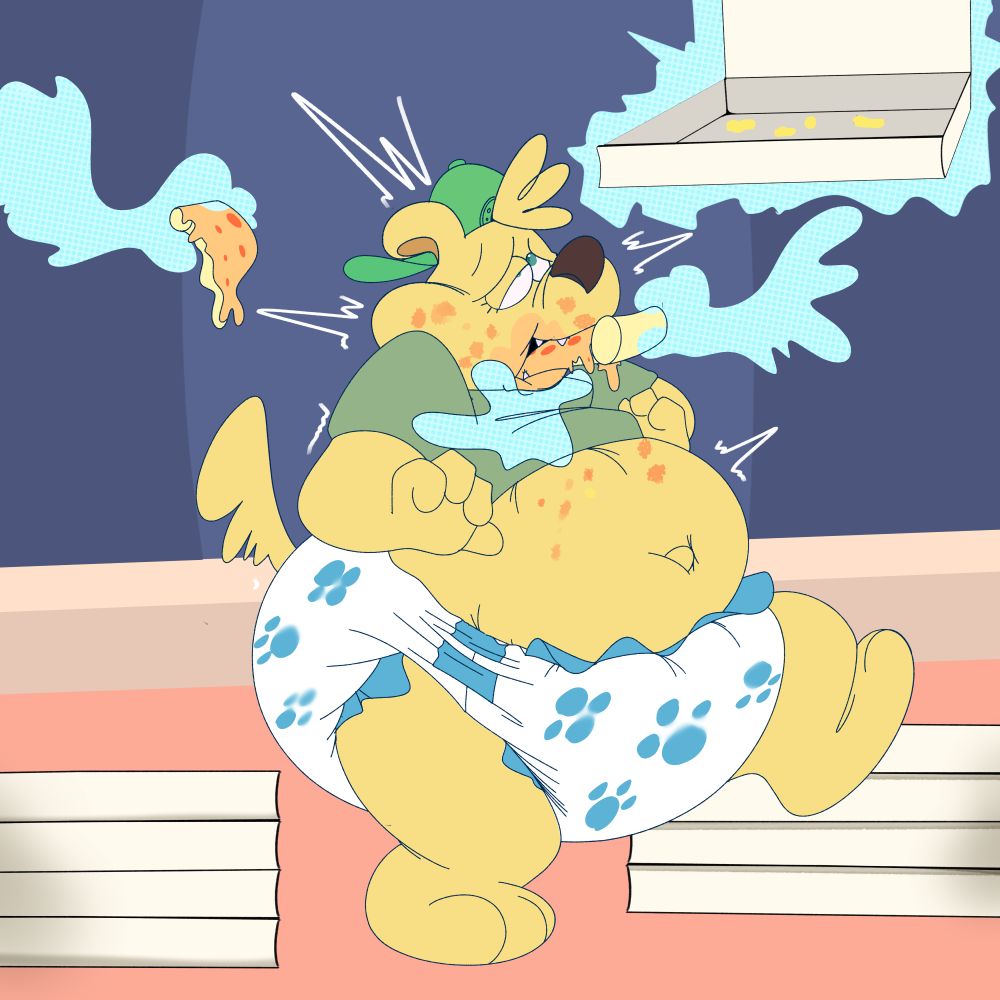 Me (wearing a diaper) getting force feed a ton of pizza by ghost hands while gaining a ton of weight

tw: fat inflation weight weight_gain belly tummy expansion slob pizza fatty dog furry 