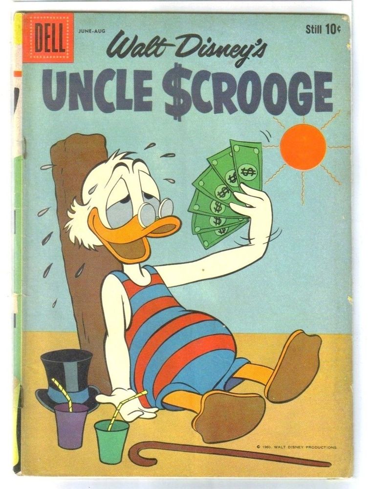 Uncle Scrooge with money in the desert on the cover of a 10ct Walt Disney magazine