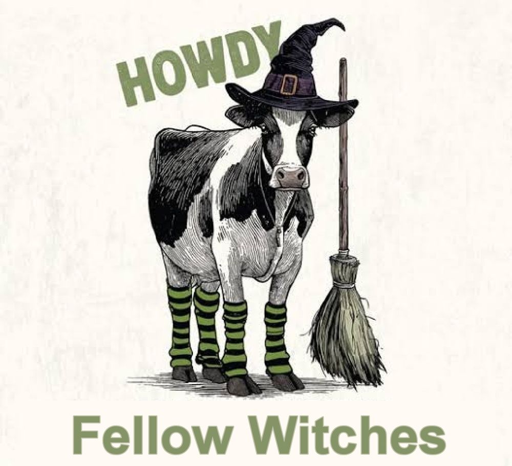 Howdy Fellow Witches

Eine als Hexe verkleidete Kuh mit Besen