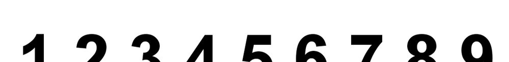 Halbe Ziffern von 1 bis 9