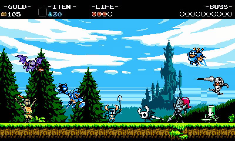 Screenshot of shovel knight with custom knight sprites.