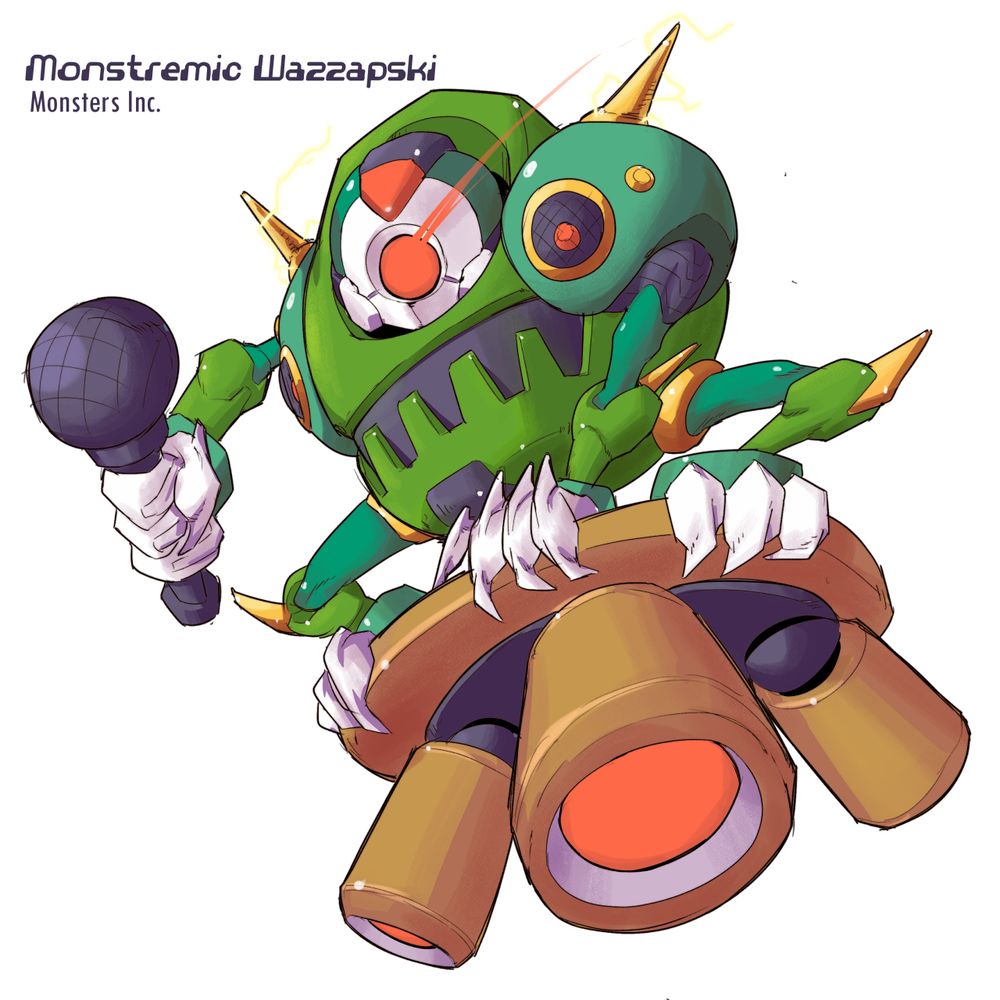 Mike Wazowski drawn as a mega man zero character.
