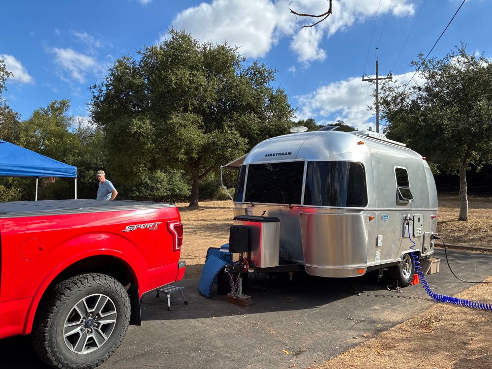 Setting up camp. Yay for a level trailer parking pad!