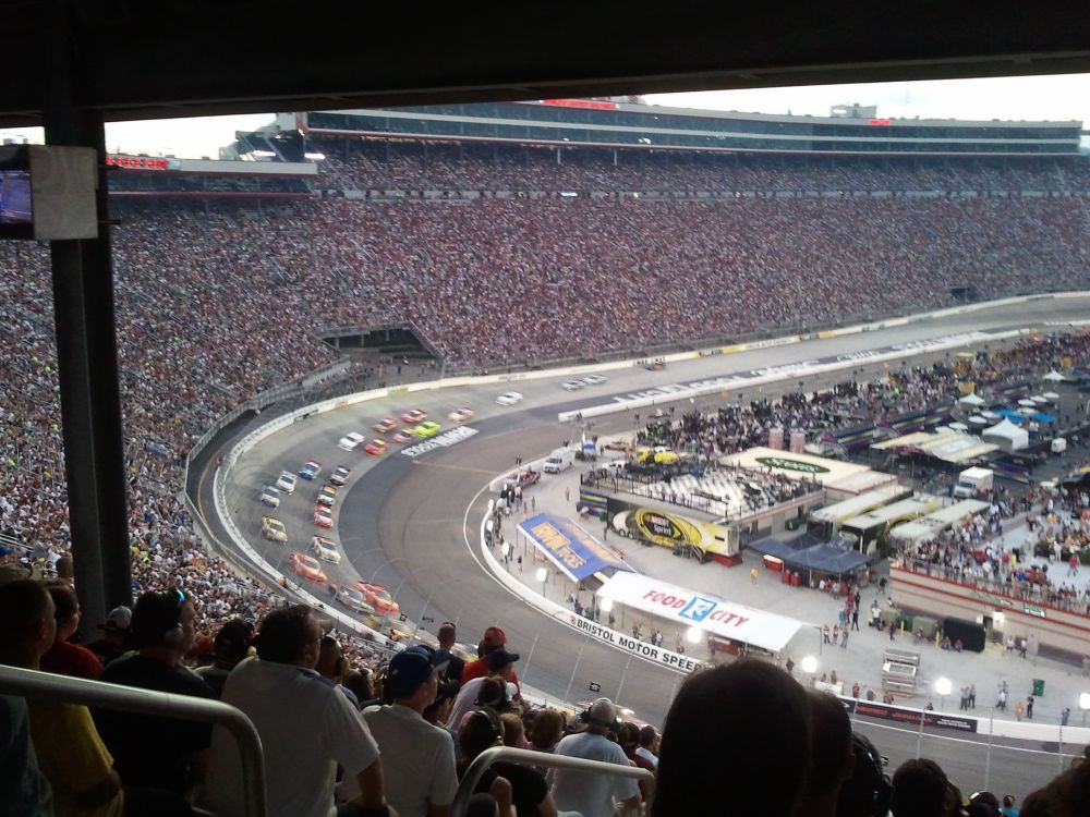 The view from the stands at the NASCAR race at Bristol Motor Speedway on August 27, 2011