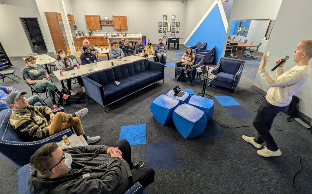 Attendees at PHP×MSP listen to Dave Hicking speak