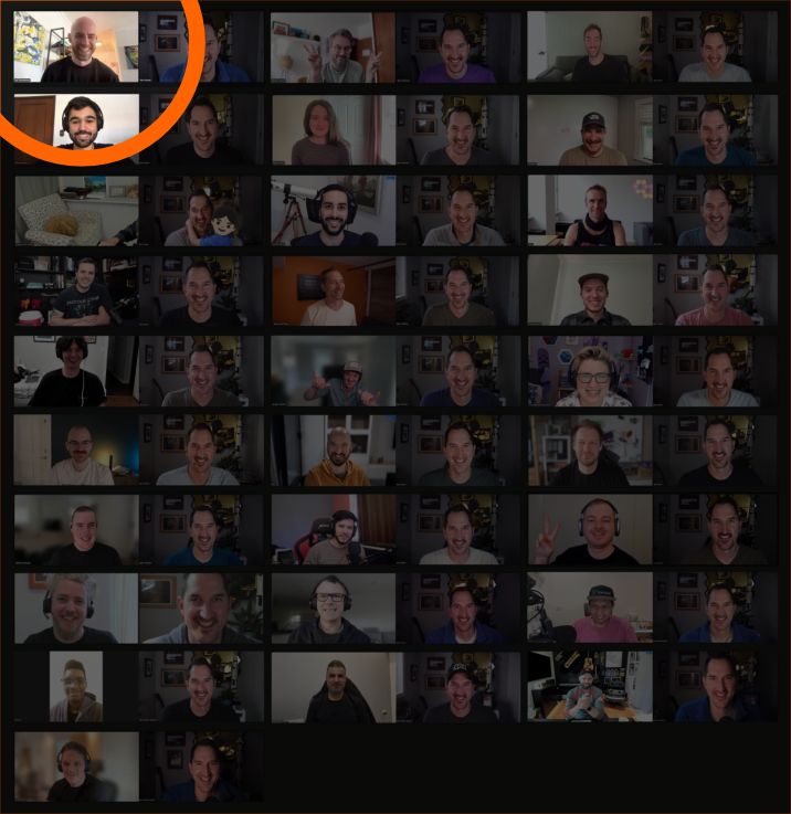 Screenshot of Zoom meetings, highlighting Joe Tannenbaum in the top left corner. He was the first participant in the Pairamid Scheme.