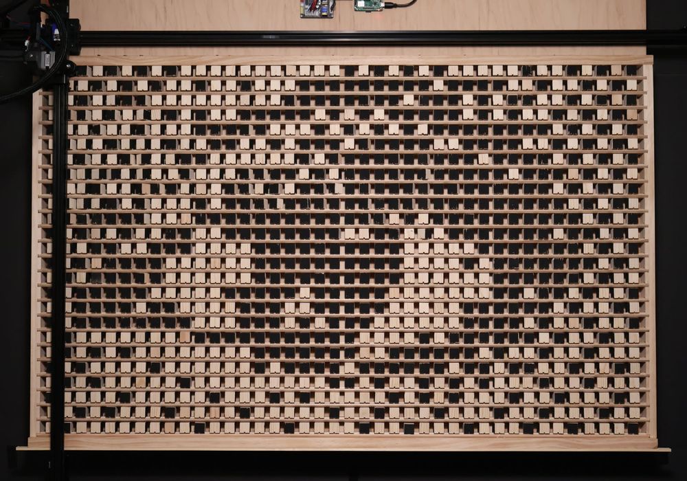 Art on a wooden display called a Kilopixel - pixel art by Matt Stauffer