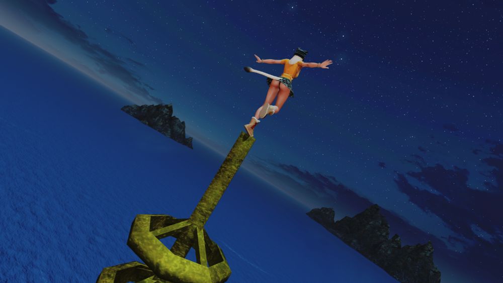 Miqobutt twirls around on the very top of the highest point in Shirogane!