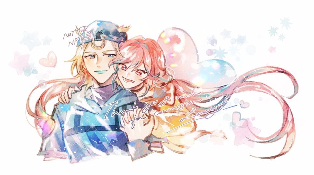 illustration bust shot 1 couple. (yume x canon)